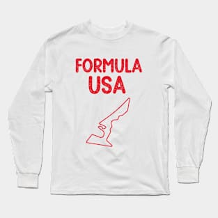 Formula USA Racing Circuit Car Map Grand Prix Race Long Sleeve T-Shirt